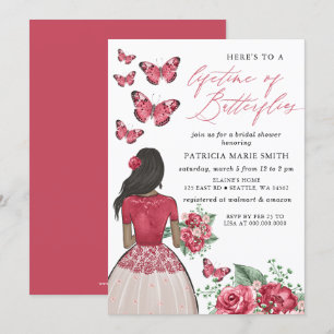 Burgundy Lifetime von Butterflies-Brautparty Einladung