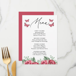 Burgundy Lifetime von Butterflies-Brautparty Menükarte