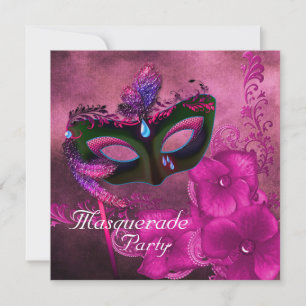 Burgundy Lila Pink Masquerade Party Einladungen