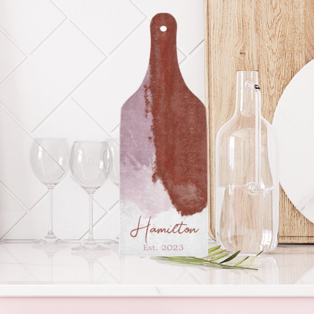 Burgundy Lila Watercolor Monogram etabliert Schneidebrett (Von Creator hochgeladen)