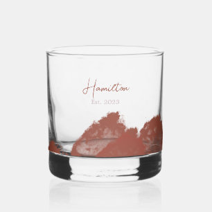Burgundy Lila Watercolor Monogram etabliert Whiskyglas