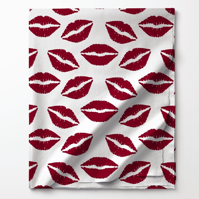 Burgundy Lipstick Kisses Pattern Stoff (Von Creator hochgeladen)