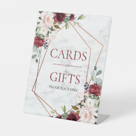 Burgundy Marble Geometric Floral Wedding Gift Sockelschild