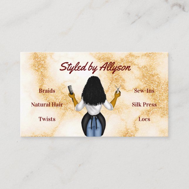 Burgundy Marble Hair Stylist Business Card Visitenkarte (Vorderseite)