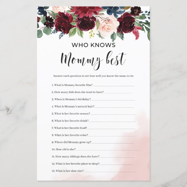 Burgundy Marine Blumengestein, der Mommy Best Game (Vorderseite)