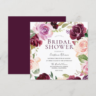 Burgundy Maroon Blush Brautparty Einladung