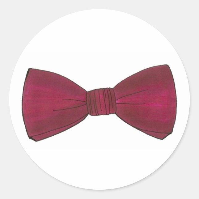Burgundy Maroon Bow Bowtie Wedding Prom Groom Runder Aufkleber (Vorderseite)