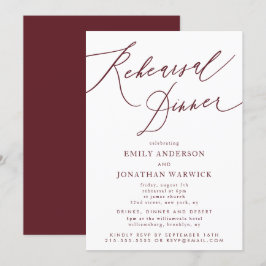 Burgundy Maroon Calligrafy Wedding Probe Einladung