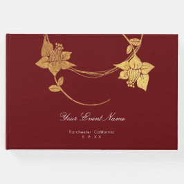 Burgundy Maroon Champaign Gold Floral Wedding Red Gästebuch