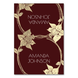 Burgundy Maroon Champaign Gold Floral Wreath Lux Tischnummer