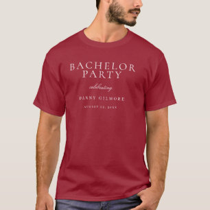 Burgundy Maroon Classic Mens Bachelor Party Event T-Shirt