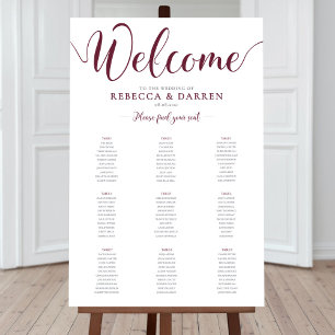 Burgundy Maroon Deep Red Seating Chart 9 Tabellen Poster