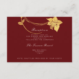 Burgundy Maroon Gold Floral Vip Hochzeitsempfang Begleitkarte