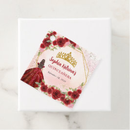 Burgundy Maroon Gold Glitzer Floral Princess Tiara Geschenkanhänger