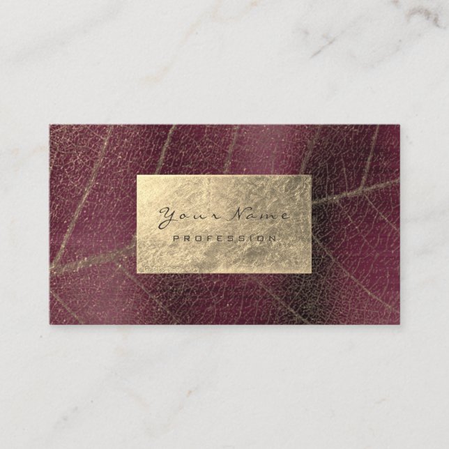 Burgundy Maroon Gold Sapphire Sepia Foil Botanic Visitenkarte (Vorderseite)