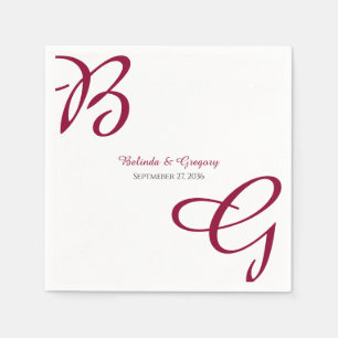 Burgundy Maroon Initials Herbst Hochzeit im Herbst Serviette