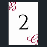 Burgundy Maroon Initials Herbst Hochzeit im Herbst Tischnummer<br><div class="desc">Dieses Design zeigt die Initialen der Braut und des Bräutigams in bordeauxroter Maronfarbe als Hauptfokus des Designs. Personalisierte Schriftzeichen mit Schrift-Schriftart-Typografie schaffen eine perfekte Verbindung von Moderne und Eleganz. Eine einfache, maßgeschneiderte minimalistische Herbst-Herbst oder jede andere Saison Hochzeitsdesign mit modernem bordeauxfarbenen Maronmonogramm. Auch die passenden Hochzeitseinladungen und andere Schreibwaren sind...</div>