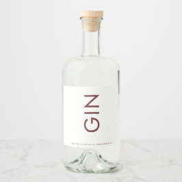 Burgundy Maroon Modern Bold Monogram Gin Alkoholflaschenetikett
