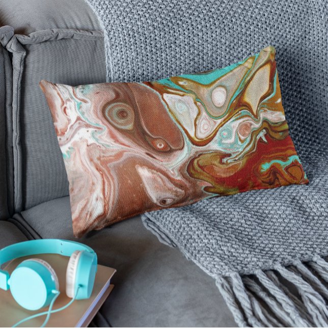 Burgundy Maroon Red Blue Türkise Fluid Abstrakt Lendenkissen (Von Creator hochgeladen)