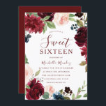 Burgundy Maroon Red Floral Sweet 16 Party Einladung<br><div class="desc">Burgundy Maroon Red Floral Sweet 16 Party Einladung Siehe Matching Collection in Niche and Nest Store</div>