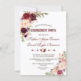 Burgundy Marsala Blush Floral Engagement Party Einladung