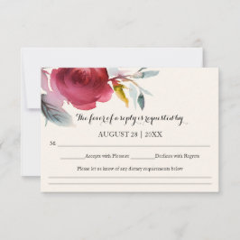 Burgundy Marsala Boho Floral Wedding RSVP