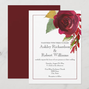Burgundy Marsala Deep Rote Rose Einladung Hochzeit