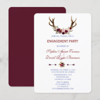 Burgundy Marsala Floral Antlers Engagement Partei