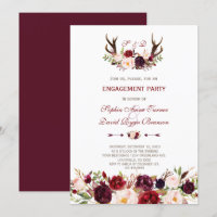 Burgundy Marsala Floral Antlers Engagement Partei