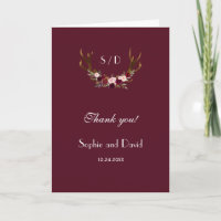 Burgundy Marsala Floral Antlers Wedding Vielen Dan