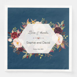 Burgundy Marsala Floral Geometric Navy Hochzeit Serviette