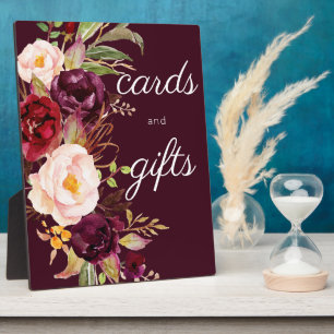 Burgundy Marsala Floral Guestbook Sign Fotoplatte
