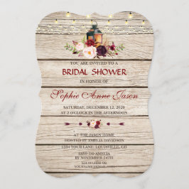 Burgundy Marsala Floral Lantern Brautparty Einladung