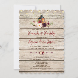 Burgundy Marsala Floral Lantern Brunch & Bubbly Einladung