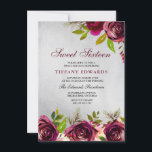 Burgundy Marsala Floral Silber Sweet 16 Einladung<br><div class="desc">Burgundy Marsala Floral Silber Sweet 16 Einladung Siehe Matching Kollektion in Nische und Nest Laden Schöne elegante bordeauxfarbene Blume. Handgemalte Wasserfarbe perfekt für Ihr Brautparty</div>