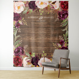 Burgundy Marsala Floral Wedding Decke Hintergrund Wandteppich