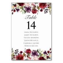Burgundy Marsala Floral Wedding Reception Platz