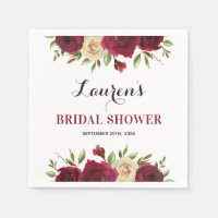 Burgundy Marsala Floral Winter Brautparty Paper