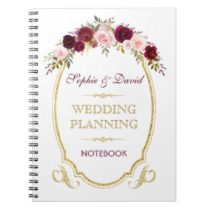 Burgundy Marsala Hochzeit im Herbst Planner Notizblock