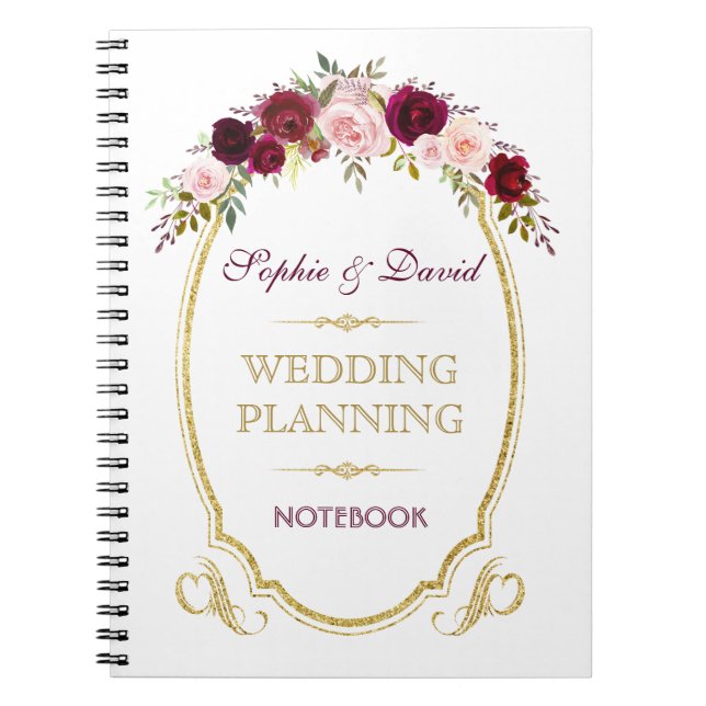 Burgundy Marsala Hochzeit im Herbst Planner Notizblock (Vorderseite)