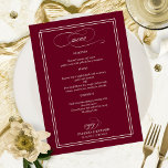 Burgundy Marsala Hochzeitsmenü Menükarte<br><div class="desc">Burgundy Marsala Hochzeitsmenü</div>