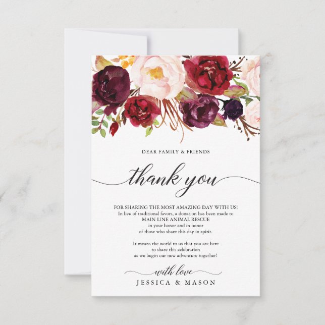 Burgundy Marsala In Erregung an die Platzkarte der Ankündigung (Vorderseite)