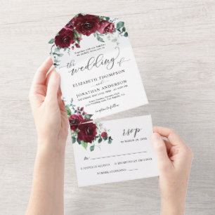 Burgundy Marsala Red Floral Wedding Details UAWG A All In One Einladung