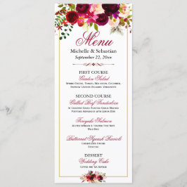 Burgundy Marsala Rustic Floral Wedding Menu Menükarte