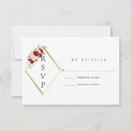 Burgundy-Marsala und Blush Boho Geometric Wedding RSVP Karte