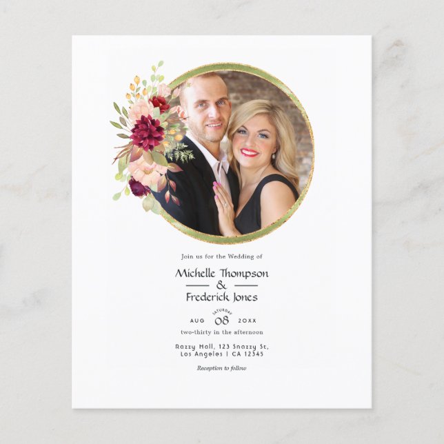 Burgundy-Marsala und Blush-Foto mit geometrischer  Flyer (Vorne)