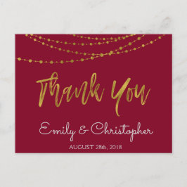 Burgundy Marsala und Gold Foil Vielen Dank Postkarte