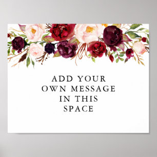 Burgundy Marsala Vinyl Custom Sign Poster