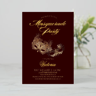 Burgundy Masquerade Party Folieneinladung