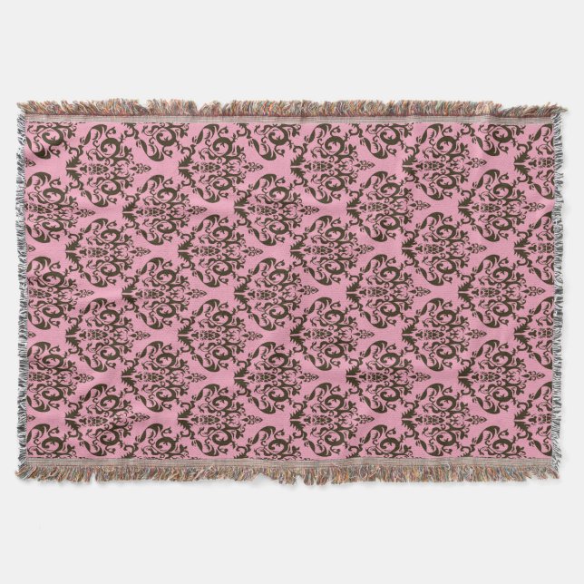 Burgundy Mattiert Orchid Damask Decke (Vorderseite)